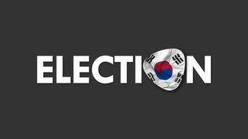 South Korea Flag with Election Text Seamless Looping Background Intro, 3D Rendering video