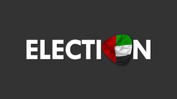 Unidos árabe Emirados bandeira com eleição texto desatado looping fundo introdução, 3d Renderização video