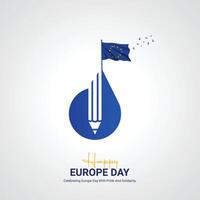 contento Europa día creativo anuncios diseño. mayo 9 9 Europa día social medios de comunicación póster 3d ilustración. vector