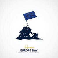 Happy Europe Day creative ads design. May 9 Europe Day social media poster 3D illustration. vector