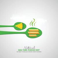 webnacional Mac y queso día creativo anuncios diseño. nacional Mac y queso día, julio 14, , 3d ilustración vector