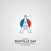 contento Bastille día creativo anuncios diseño, contento Bastille día, julio 14, , 3d ilustración vector