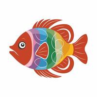 colección de mano dibujado linda peces en plano estilo. peces cuerpo íconos grande colocar. ilustración para icono, logo, imprimir, icono, tarjeta, emblema, etiqueta. acuario. vector