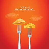 webnacional Mac y queso día creativo anuncios diseño. nacional Mac y queso día, julio 14, , 3d ilustración vector