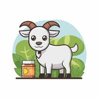 A white goat cartoon character illustration vector