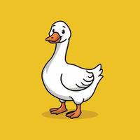 Set of cute white goose. goose illustration white background vector