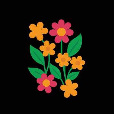 Simple Abstract hand drawn various shapes and flat flower. Nature flowers and Leaves illustration on white background