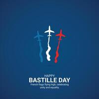 Happy Bastille Day creative ads design, Happy Bastille Day, july 14, , 3d illustration vector