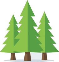 Simple pine flat tree illustration on white background vector