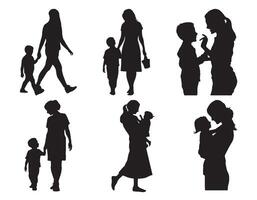 silueta de madre y niño ilustración para madres día vector
