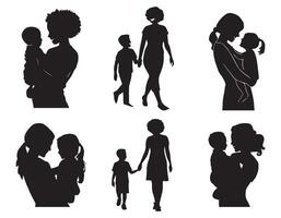 Silhouette of mother and child illustration for mothers day vector