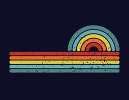 Rainbow Retro Vintage Grunge Background T-Shirt Design vector