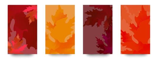 Set of autumn abstract posters with maple leaves. A collection of atmospheric, stylish illustrations for covers, wallpapers and decorations for seasonal holidays and festivals. vector