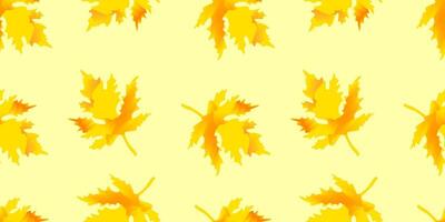 Autumn seamless template with bright yellow maple leaves. Delicate decorative background for printing on fabric, paper packaging, decorating seasonal festivals and holidays.Flat endless pattern. vector