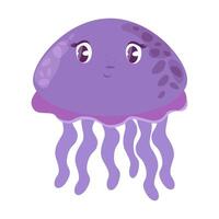 Cute cartoon sea character jellyfish. Isolated on a white background. Bright illustration for children's cards and themed holidays in modern flat style. vector