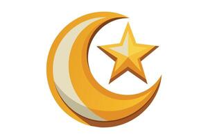 A stylized crescent moon and star, iconic symbols of Islam vector