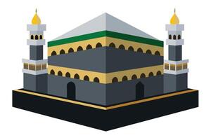 A majestic view of the Kaaba in white background vector