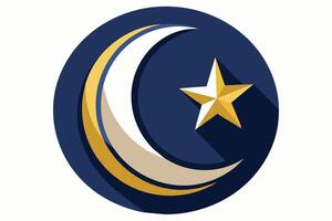 A stylized crescent moon and star, iconic symbols of Islam vector