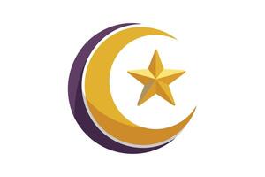 A stylized crescent moon and star, iconic symbols of Islam vector