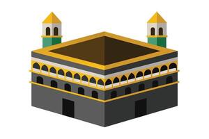 A majestic view of the Kaaba in white background vector