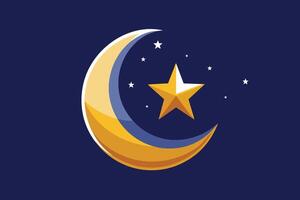 A stylized crescent moon and star, iconic symbols of Islam vector