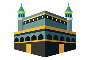 A majestic view of the Kaaba in white background vector