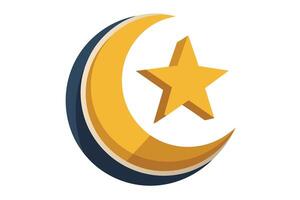 A stylized crescent moon and star, iconic symbols of Islam vector