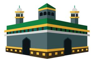 A majestic view of the Kaaba in white background vector