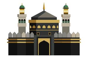 A majestic view of the Kaaba in white background vector