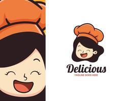 chef logo cartoon illustration vector