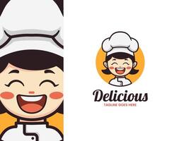 chef logo cartoon illustration vector