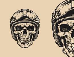 Vintage monochrome illustration of skeleton head vector