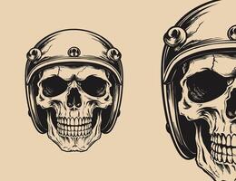 Vintage monochrome illustration of skeleton head vector