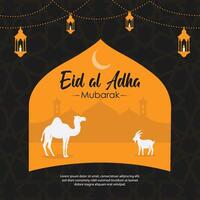 Eid al Adha Mubarak Islamic social media Post template vector