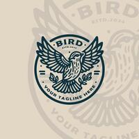 Coffee bird vintage logo design template. vector