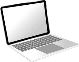un ordenador portátil con un blanco pantalla vector