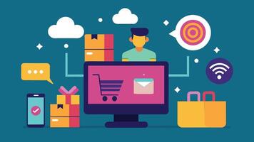 en línea compras y comercio electrónico concepto ilustraciones vector