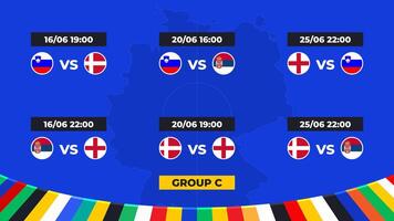 Match schedule. Group C of the European football tournament in Germany 2024 Group stage of European soccer competitions in Germany. vector