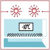 Illustration of a complete refrigerator with simple temperature control indicators and buttons in flat style. Element graphic design template with a refrigerator theme vector