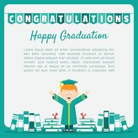 Happy Graduation Day poster with a boy celebrates his graduation vector