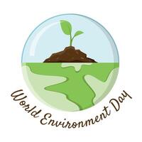 World envirWorld Environment Day poster with shoots growing on mounds of soil vector
