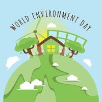 World Environment Day poster with environmentally friendly concept vector