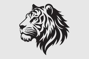 Tiger head file silhouette style in white background vector