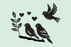 Featuring two birds perched on a branch Illustration free download vector