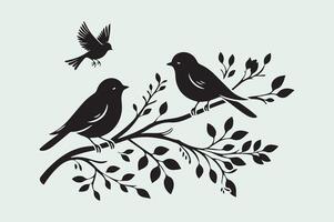 Featuring two birds perched on a branch Illustration free download vector