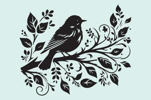 Featuring two birds perched on a branch Illustration free download vector