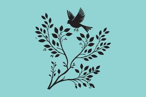 Featuring two birds perched on a branch Illustration free download vector
