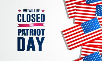Patriot Day September 11th with we will be closed text background illustration vector
