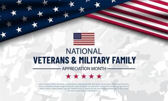 contento nacional veteranos y militar familia apreciación mes es noviembre. antecedentes ilustración vector