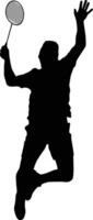 Badminton player silhouette illustration. Athlete pose in sport game vector